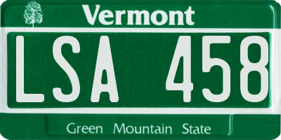 VT license plate LSA458