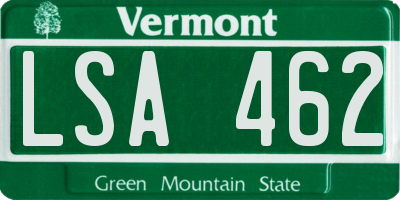VT license plate LSA462