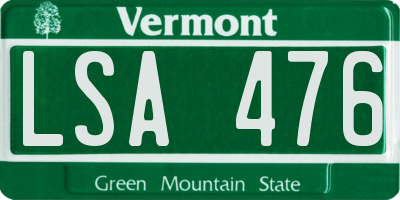 VT license plate LSA476