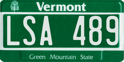 VT license plate LSA489