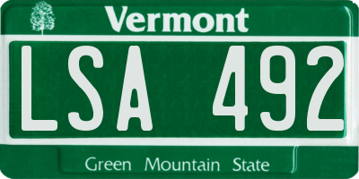 VT license plate LSA492