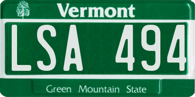 VT license plate LSA494