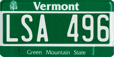 VT license plate LSA496