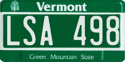 VT license plate LSA498