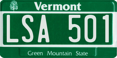 VT license plate LSA501