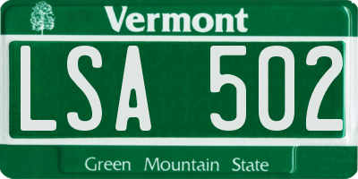 VT license plate LSA502