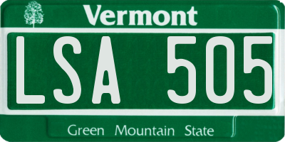 VT license plate LSA505