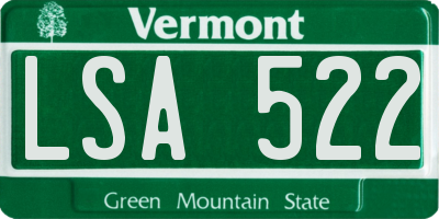 VT license plate LSA522