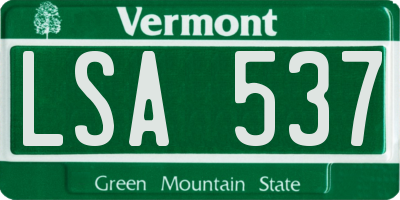 VT license plate LSA537