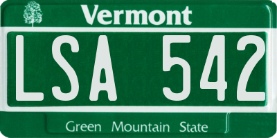 VT license plate LSA542