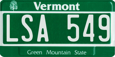 VT license plate LSA549