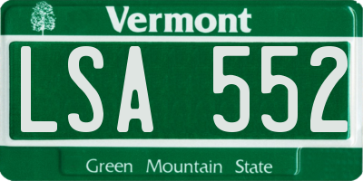 VT license plate LSA552
