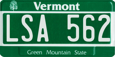 VT license plate LSA562