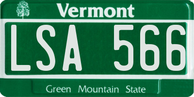 VT license plate LSA566