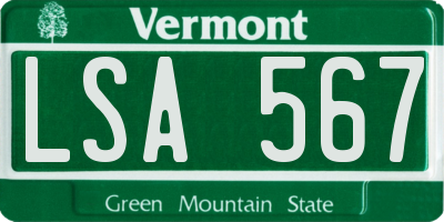 VT license plate LSA567