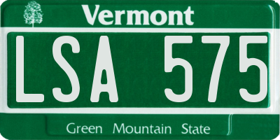 VT license plate LSA575