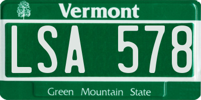 VT license plate LSA578