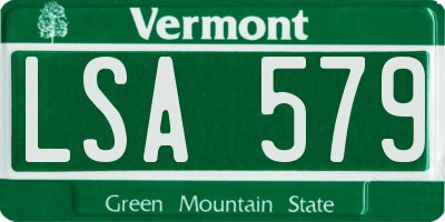 VT license plate LSA579