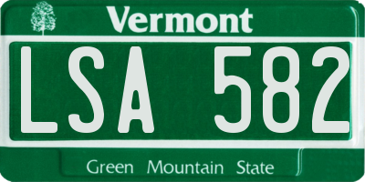 VT license plate LSA582
