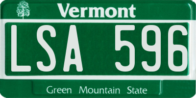 VT license plate LSA596