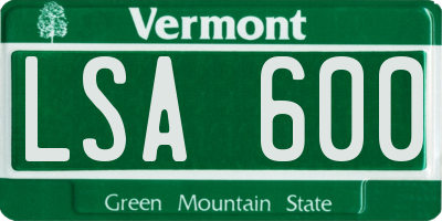 VT license plate LSA600