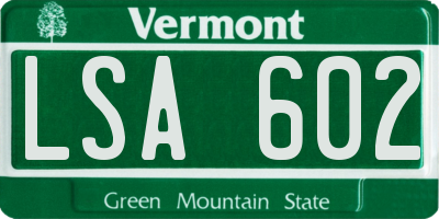 VT license plate LSA602