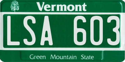 VT license plate LSA603