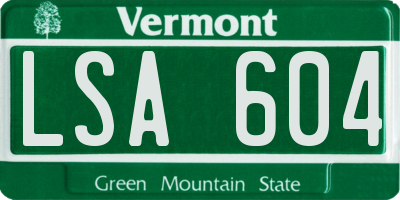 VT license plate LSA604