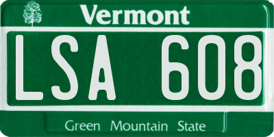 VT license plate LSA608