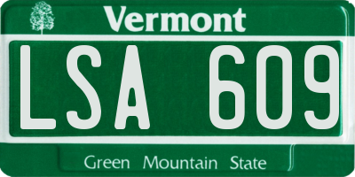 VT license plate LSA609