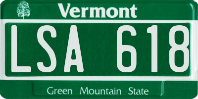 VT license plate LSA618