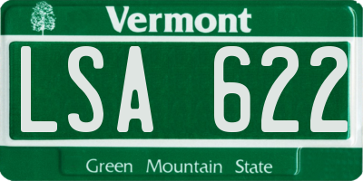 VT license plate LSA622