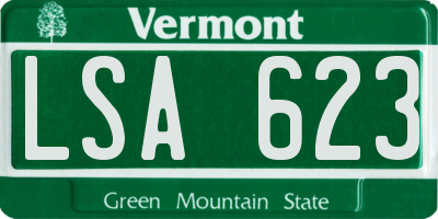 VT license plate LSA623