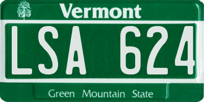 VT license plate LSA624