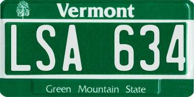 VT license plate LSA634