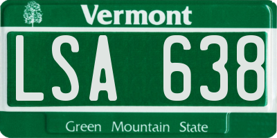VT license plate LSA638