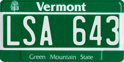 VT license plate LSA643