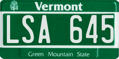 VT license plate LSA645