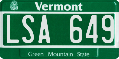 VT license plate LSA649