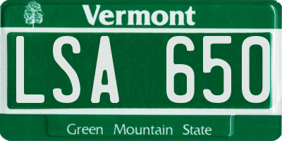 VT license plate LSA650