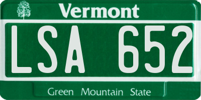 VT license plate LSA652