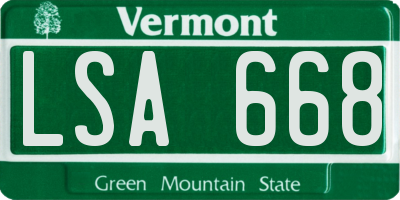 VT license plate LSA668