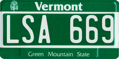 VT license plate LSA669