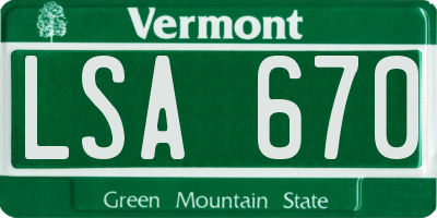 VT license plate LSA670