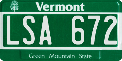 VT license plate LSA672