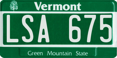 VT license plate LSA675