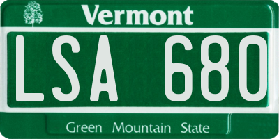 VT license plate LSA680