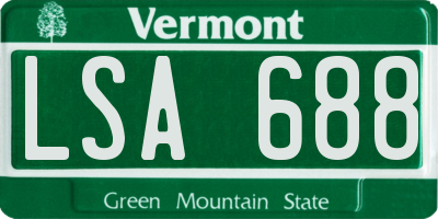 VT license plate LSA688