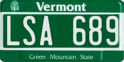 VT license plate LSA689
