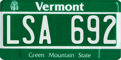 VT license plate LSA692